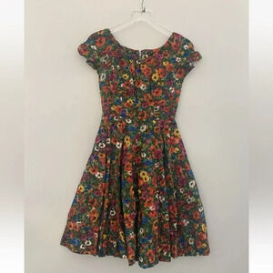 Vintage 1960s Jeunesse New York Colorful Floral Dress Womens Size 12 (567)‎